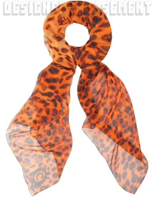 ALEXANDER MCQUEEN orange SKULL Animal print 52"-Square silk scarf NEW Authentic! 3