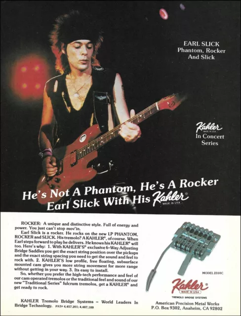 Earl Slick 1986 Kahler In Concert Series Guitar Tremolo Bridge Systems ad print