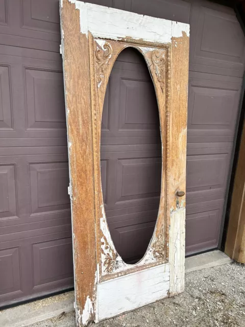 Antique Vintage Carved Wood Entry Door 4