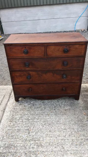 Antique large mahogany chest of 2 over 3 wide drawers (no key) BBE120923B