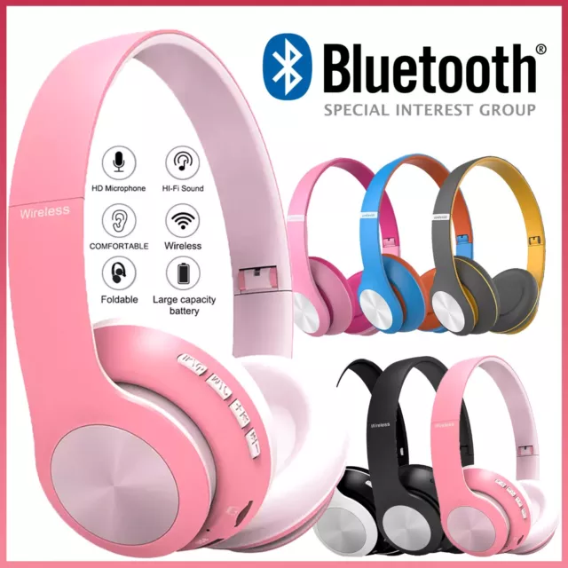 Wireless Bluetooth Headphones Over Ear with Noise Cancelling Stereo Microphone