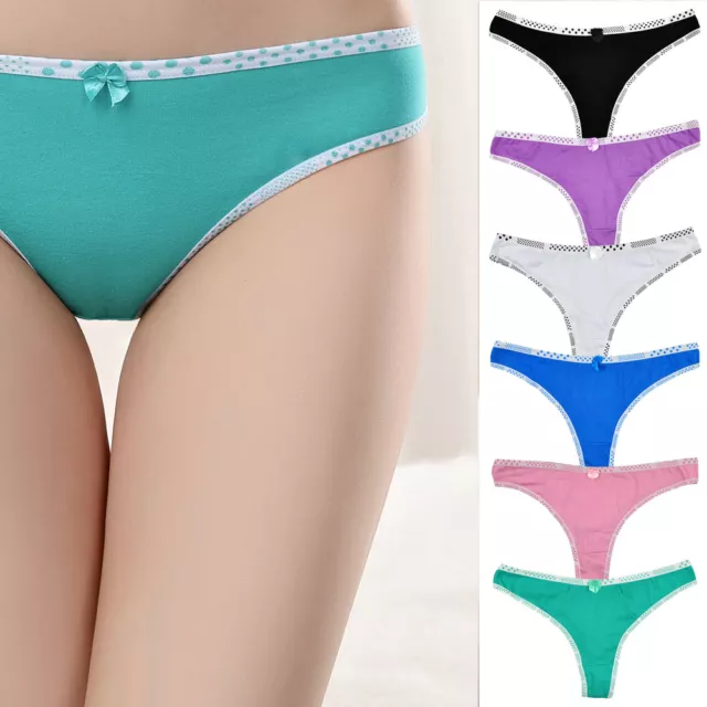 3 6 12 Pcs Lot Women's Sexy Low Cut Thongs G-string Panties Cotton Underwear