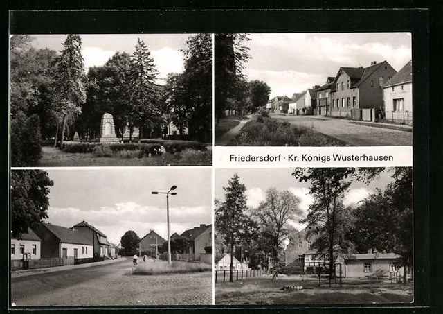 AK Königs Wusterhausen-Friedersdorf, Straßenpartie, Kriegerdenkmal