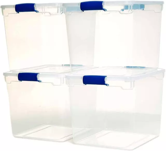 HEAVY DUTY MODULAR Clear Plastic Stackable Storage Tote Containers with ...
