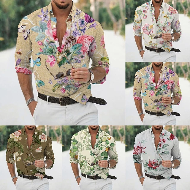 Camicie Uomo Finiture Contrastanti Moda Uomo Barocco Festa Tutte le Stagioni Tra