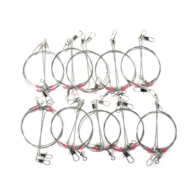 20X Wire Trace Leader Rig 2 Arm Fishing Rigs Tackle Lure Swivel Stainless Ste ZR