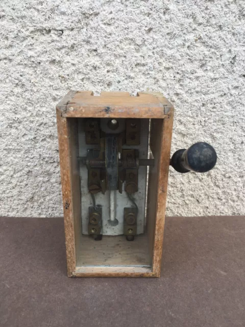 Ancien Voltmètre Ampèremètre Coffret En Bois Déco Indus H 23,6 Cm