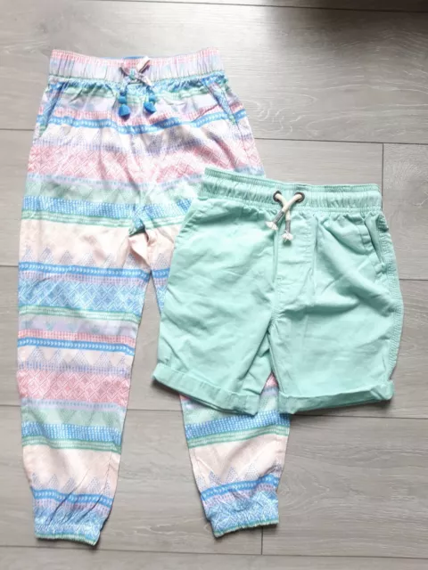 New H&M Next Girls Summer Trousers Shorts Pastel Pink Green Blue 4-5 Years
