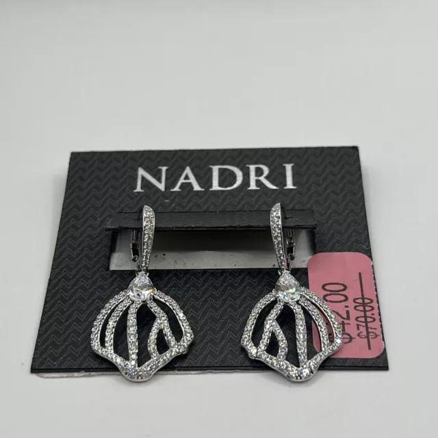 Nadri Silver Tone Crystal Rhinestone Teardrop Dangle Drop Earrings #12