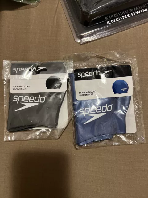 Speedo Long Hair Silicone Swim Cap - Black Or Blue Swimming Cap,