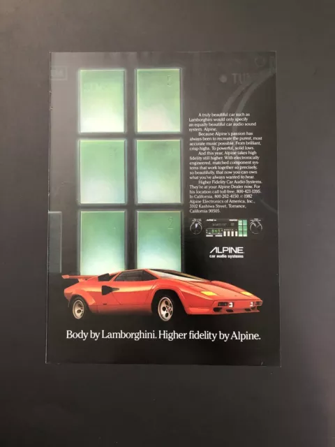 Lamborghini Countach Alpine Vintage Original Print Ad Advertisement Printed A2