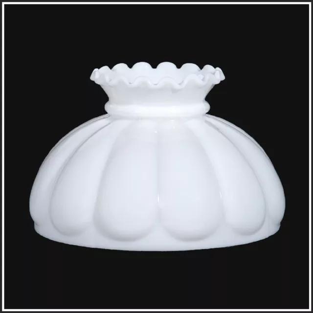 10 inch OPAL GLASS MELON PANEL SHADE fits ALADDIN LAMPS, RAYO, B&H, P&A & MORE