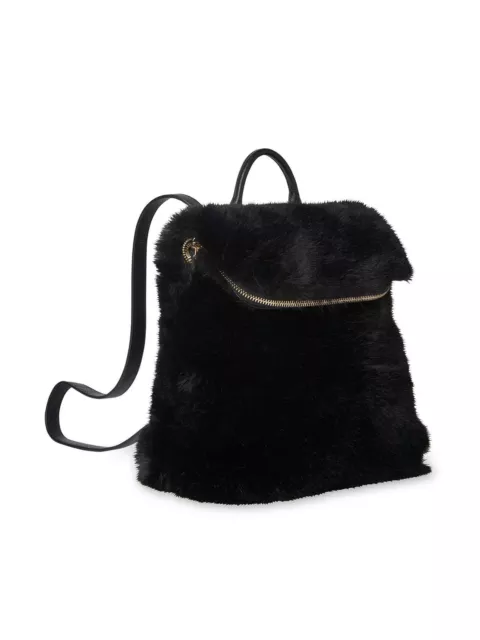 Whistles Leather and Faux Fur Mini Verity Back Pack - Black - New