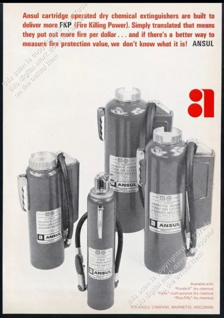 1963 Ansul cartridge dry chemical fire extinguisher 4 styles pic vtg print ad