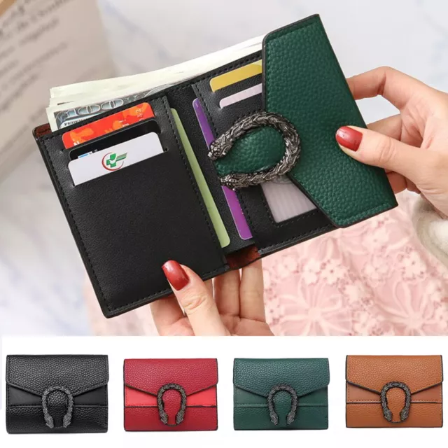 PU Leather Ladies Trifold Small Wallet with Card Holder Coin Purse Organizer UK