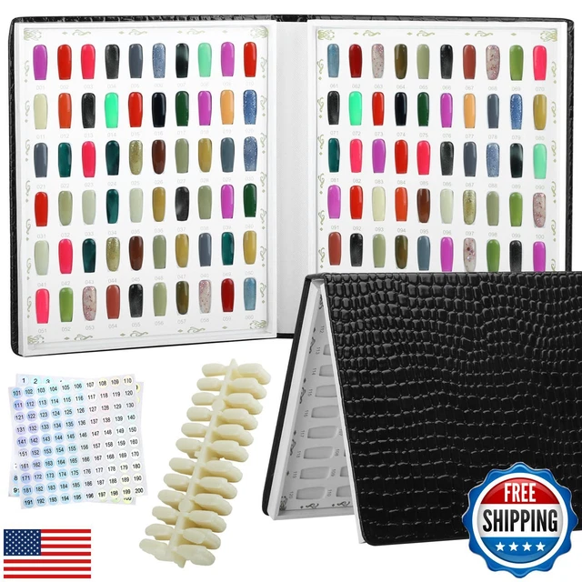 120 Nail Color Chart Display Book – Für Nagellack-Farbkarten, Mit 120 Übungsspitzen, Ledereinband