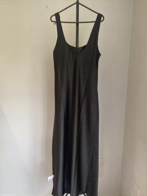 New Womens ASOS Design Scoop Neck Midi Satin Slip Dress Uk Size 14