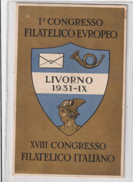 Pubbl63 - Cart. Pubbl.-1° Congresso Filatelico Europeo Li 1931-Bella-V.1931-Pf