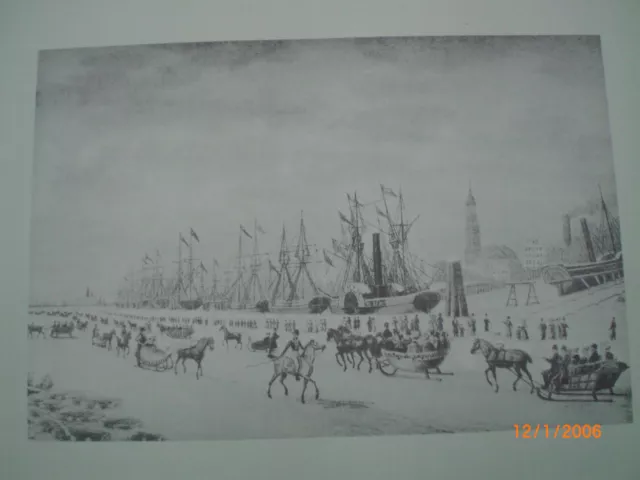 Hamburg: Winter an der Elbe 1833 - Lithographie Suhr
