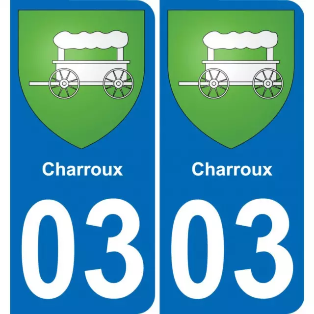 03 Charroux autocollant sticker plaque immatriculation auto ville