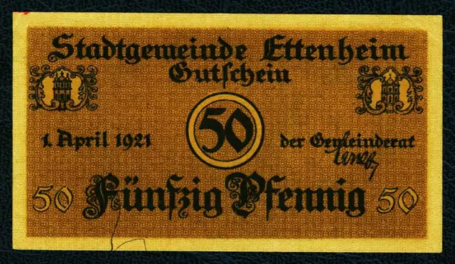 Ettenheim. 50 Pfennig 1.4.1921. UNC.