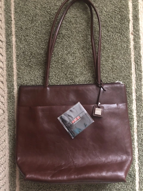 Vintage Hobo International Leather Shoulder Bag Tote Zip Top Dark Brown EUC