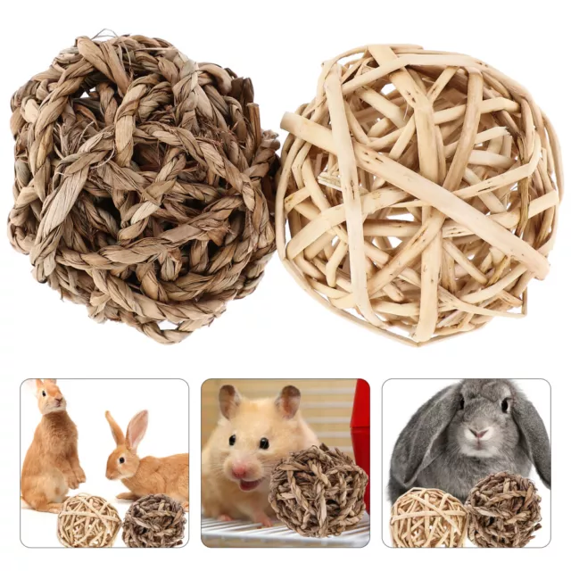 2Pcs Small Animal Chewing Grass Ball Rabbit Chew Toys Rabbit Treats Guinea Pig