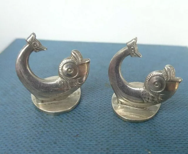 EARLY Pair of David Andersen Norwegian Silver FISH Menu Holders c.1920s Norway