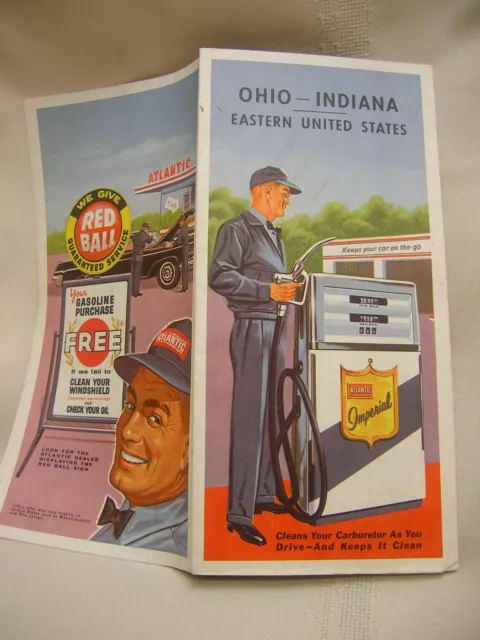 Vintage Map Ohio - Indiana Eastern United States Atlantic Imperial Gasoline