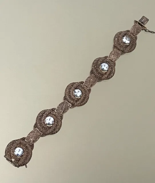 Original Theodor Fahrner Armband Silber 925 Aquamarin Kordeldraht Selten