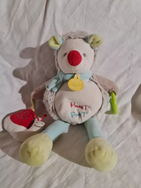 Doudou Baby Nat' Herisson Rouge Escargot Tbe Hochet