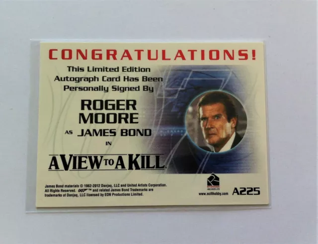 James Bond Archives Final A225 Roger Moore  A View To A Kill Autograph Card 2