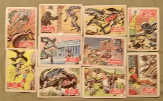 TEN! 1966 Batman Trading Cards Topps Red Bat GREAT TOYBOX FIND COMIC BOOK HERO