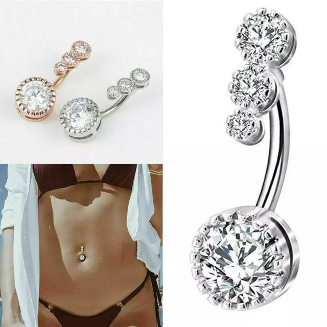 Navel Belly Button Rings Bar Crystal Flower Dangle Piercing Body 2022 Hot B8