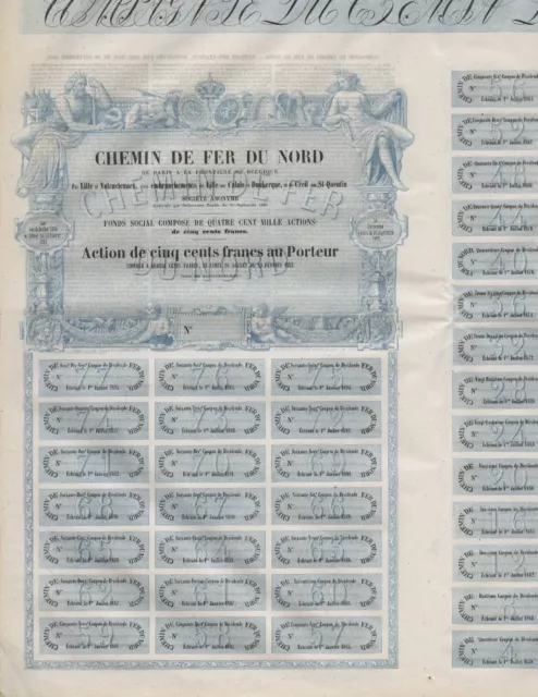 Nordbahn / Chemin de Fer du Nord – Frankreich, Aktie, 500 Francs, von 1856