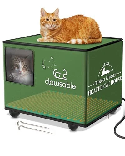Indestructible Heated Cat House for Outdoor Cats in 12"x16" Cuboid Elevated