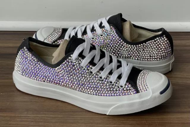 New Custom Jack Purcell Converse with AB Swarovski Crystal Rhinestones – 8.5 US