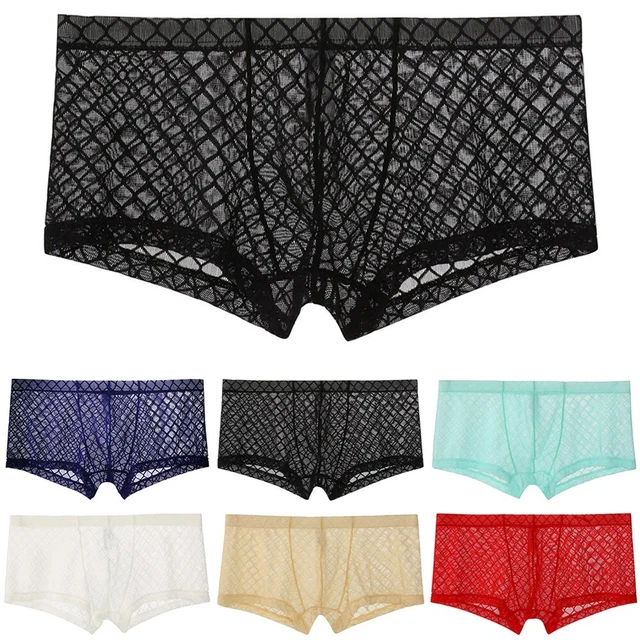 Nuovi slip boxer uomo moda pantaloni corti tinta unita bauli trasparenti