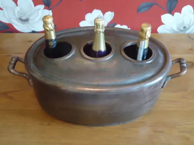 Vintage Style Kupfer Champagner Eisbad 3 Flaschen mit Deckel Wein Kühler Eimer Wanne Vintage Style Kupfer Champagner Eisbad 3 Flaschen mit Deckel Wein Kühler Eimer Wanne