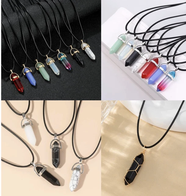 Natural Quartz Chakra Crystal Healing Point Cut Gemstone Pendant Reiki Necklace