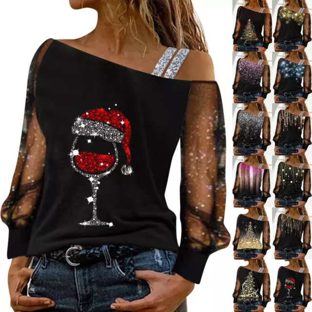 Top Natalizi Stampati Da Donna Camicie Casual Da Festa Di Natale T-Shirt U ☆