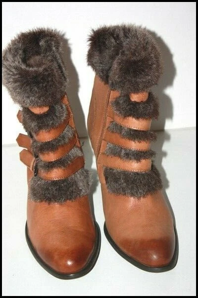 KARSTON   Bottines Fourrées Cuir Marron Clair Fourrure Synthétique T 39 TTBE 3