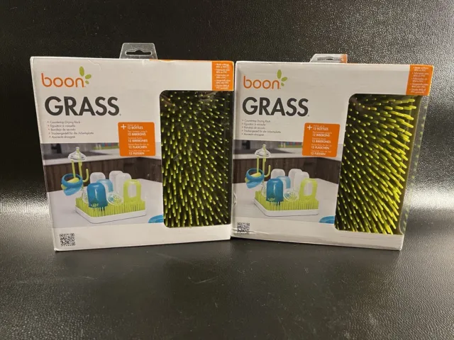 Lot Of 2 New Boon Grass Countertop Drying Rack Drip Tray Holds 12 Baby Bottles