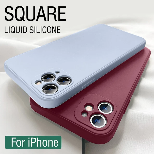 For iPhone 14 13 12 Pro Max 11 XS XR 7 8 Square Liquid Silicone Phone Case Cover