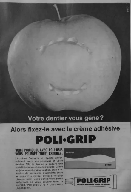 Publicité Votre Dentier Vous Gène Alors Fixez-Le Avec Crème Adhésive Poli-Grip