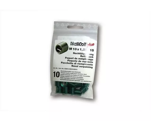 HeliCoil plus M 10 x 1,25 x 15 mm - Recharge avec 10 inserts filetés