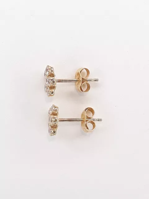 14K SOLID YELLOW Gold & CZ Zircon Stud Earrings $43.99 - PicClick