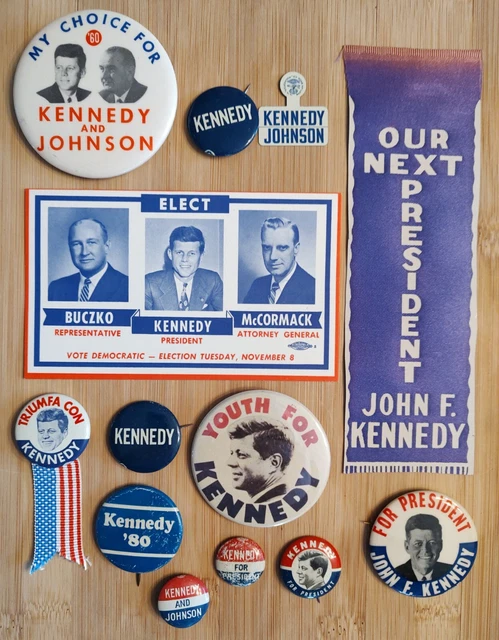 KENNEDY BROTHERS JFK RFK EMK Presidential Campaign Pinback Buttons Tabs Lot 1960