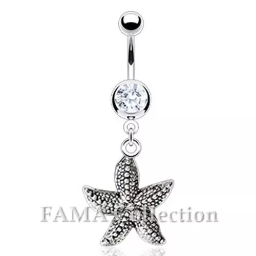 FAMA Antique finish Starfish Dangle 316L Surgical Steel Navel Belly Ring