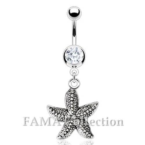 FAMA Antique finish Starfish Dangle 316L Surgical Steel Navel Belly Ring